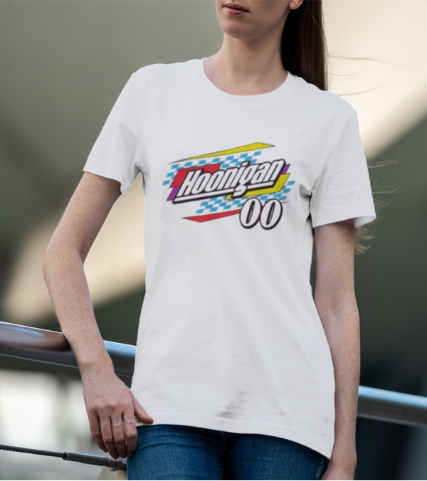 Best Hoonigan 00 Racing Style Checkered Stripes T-Shirt