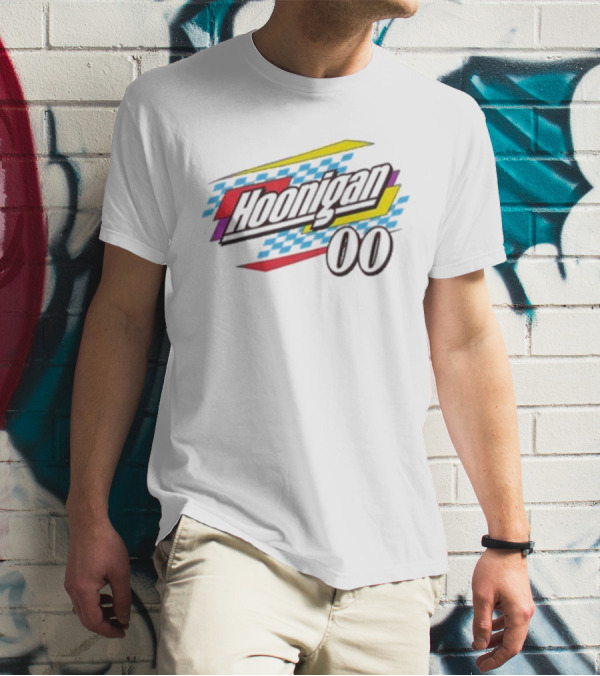 Best Hoonigan 00 Racing Style Checkered Stripes T-Shirt