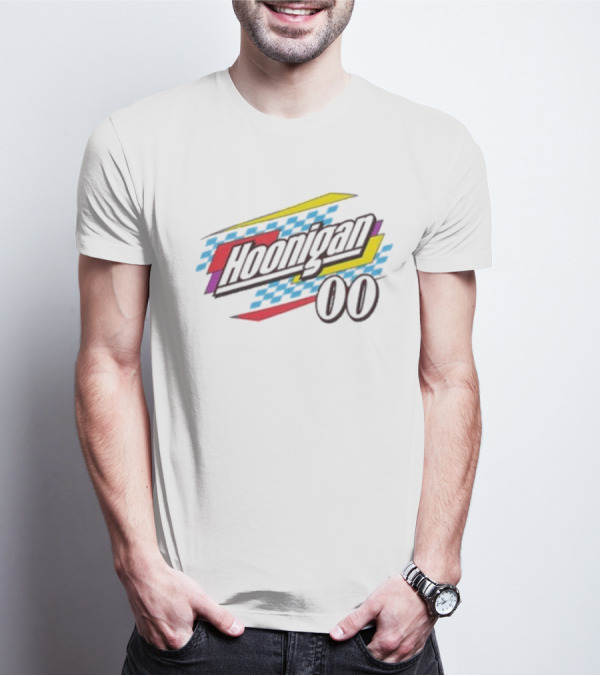 Best Hoonigan 00 Racing Style Checkered Stripes T-Shirt