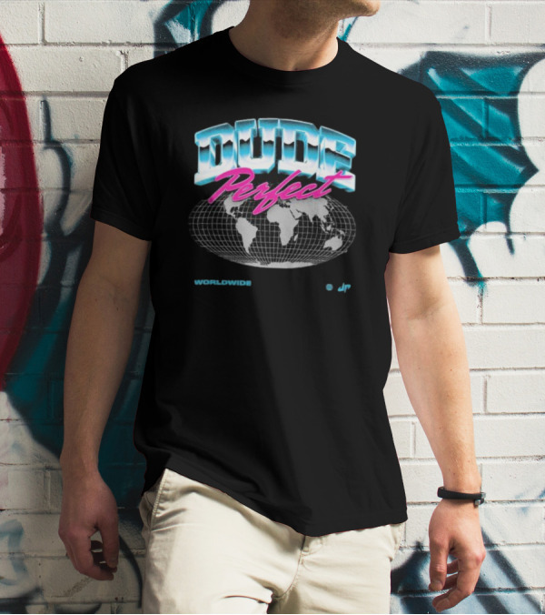 Dude Perfect Worldwide Overglow JP Retro Map T-Shirt