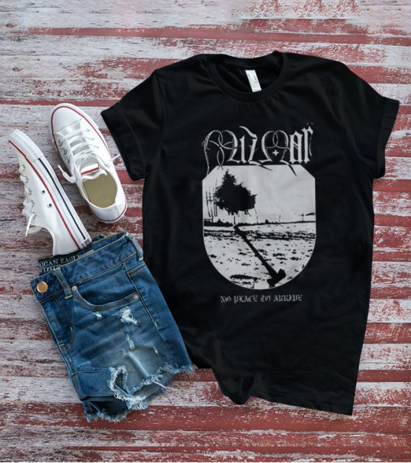 Mizmor No Place To Arriwe Black Metal Shield And Forest Scene T-Shirt
