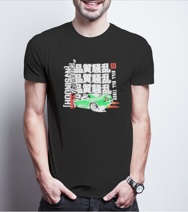 Hoonigan Industries Kill All Tires Green Car T-Shirt