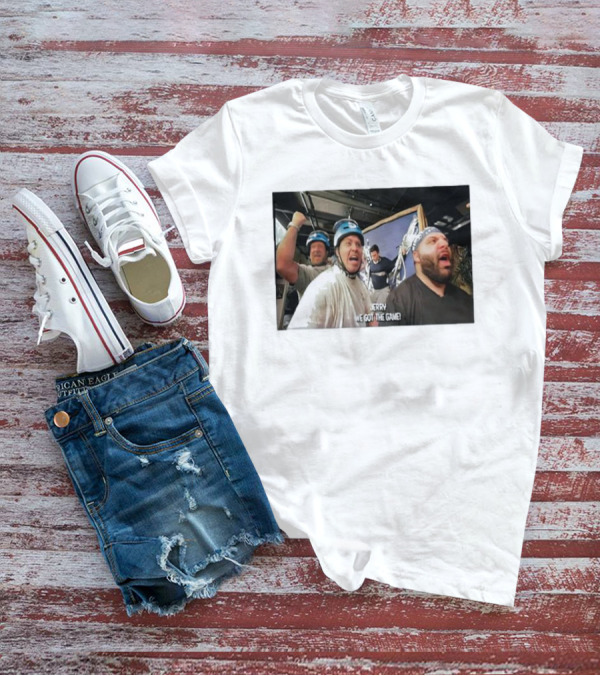Jerry We Got The Game Helmet Enthusiasts Excitedly Celebrating With Arms Raised T-Shirt