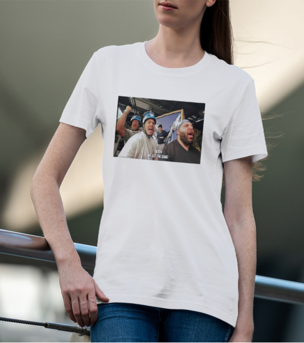 Jerry We Got The Game Helmet Enthusiasts Excitedly Celebrating With Arms Raised T-Shirt