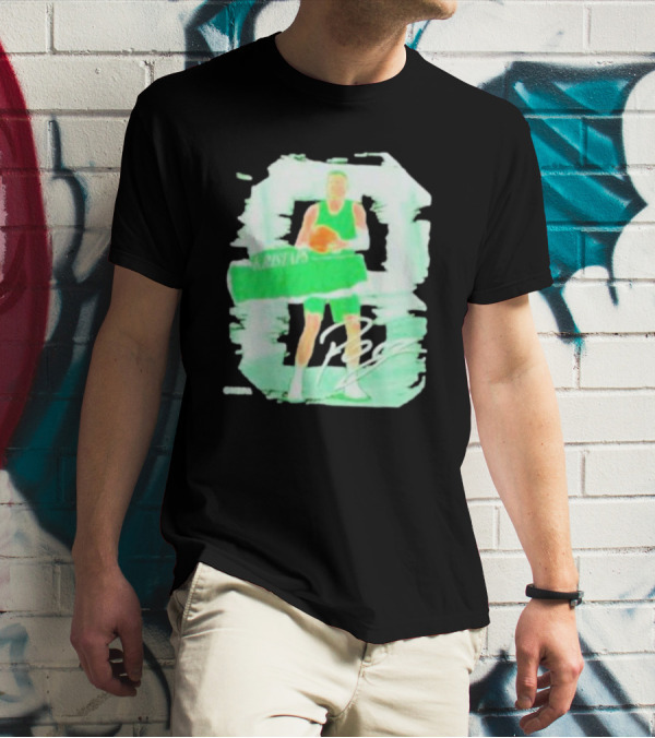 Kristaps Porzingis Boston Green Signature Basketball Player T-Shirt