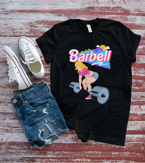 Barbie Lifting Barbell Retro Beach Sunset Fitness Aesthetic T-Shirt