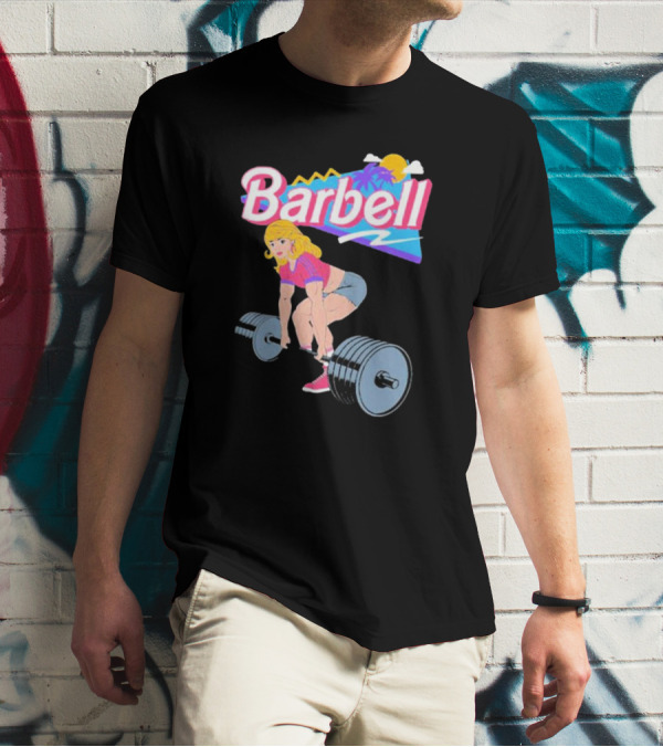 Barbie Lifting Barbell Retro Beach Sunset Fitness Aesthetic T-Shirt