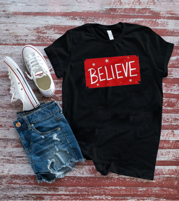 Believe Red Christmas Snowflakes T-Shirt