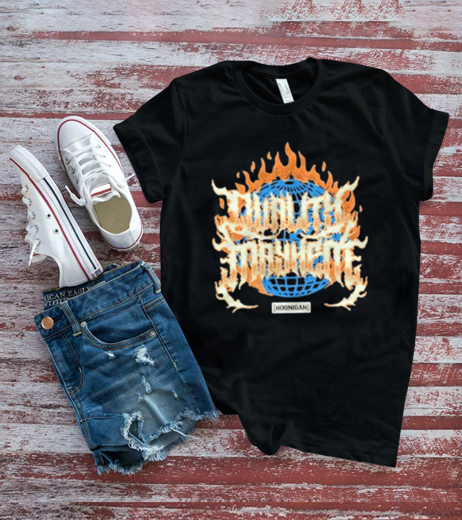 Hoonigan Burnt Mayhem World Globe Flames T-Shirt
