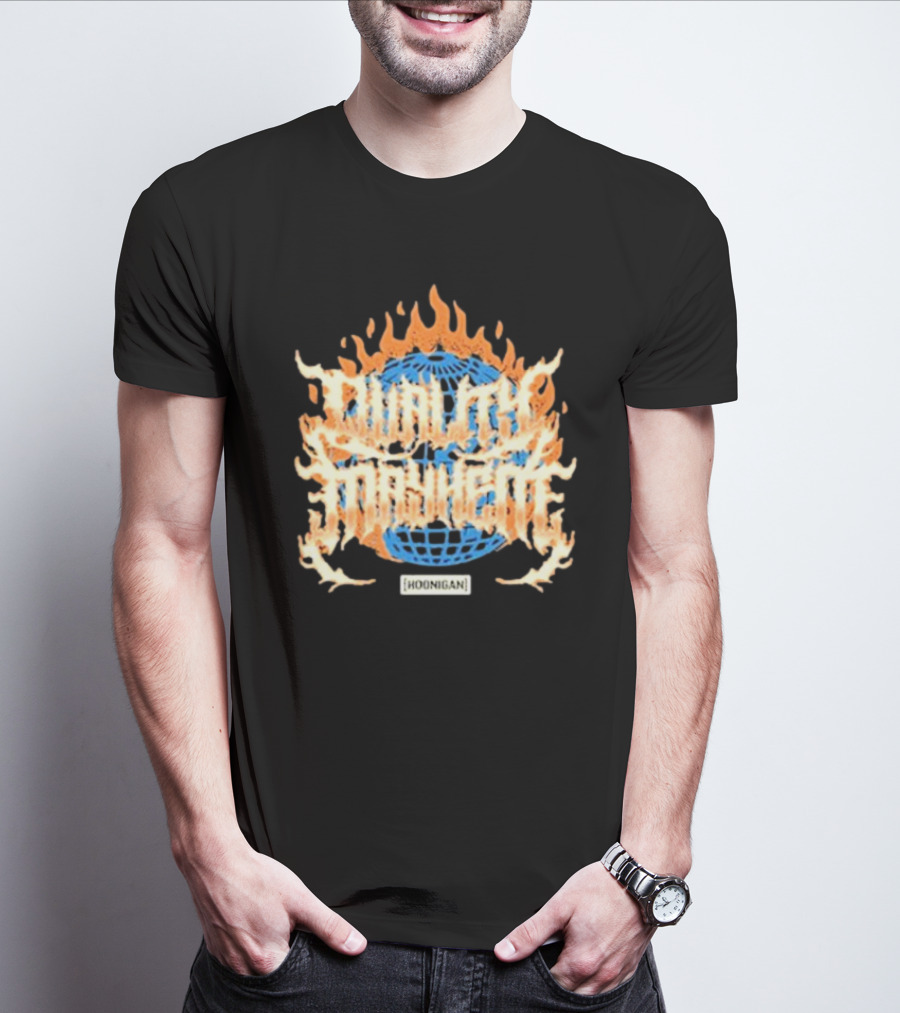 Hoonigan Burnt Mayhem World Globe Flames T-Shirt