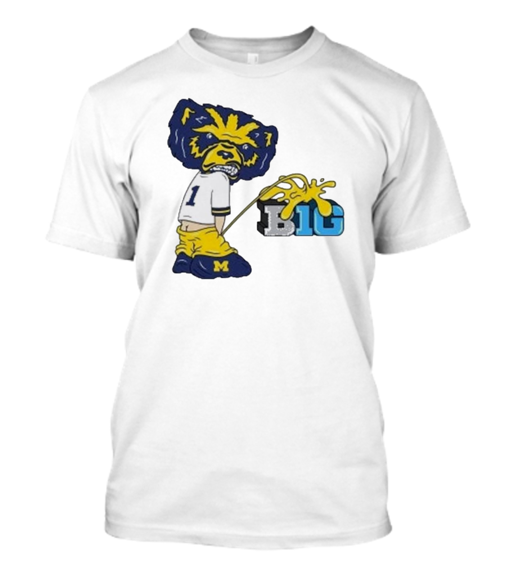 MI Wolverine Mascot Pissing On Big Ten Logo T-Shirt