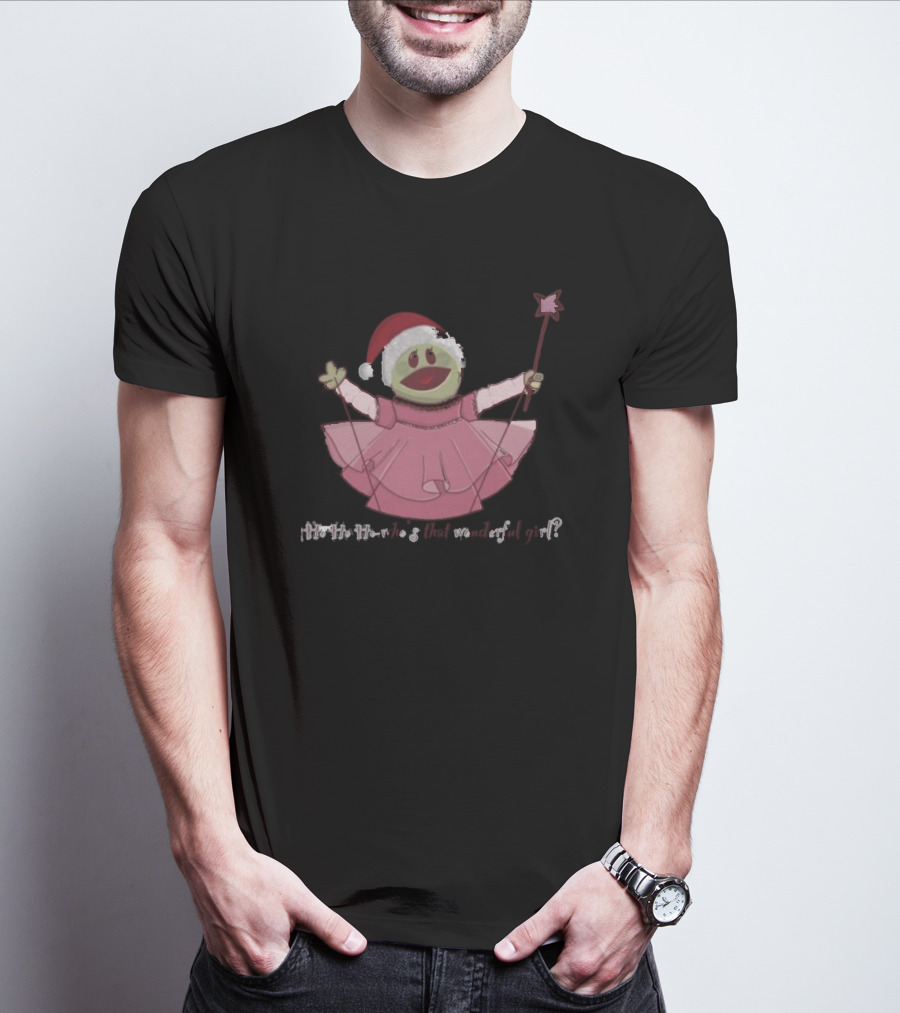 Nanalan Ho Ho Ho Santa Hat Pink Dress Star Wand Holiday T-Shirt