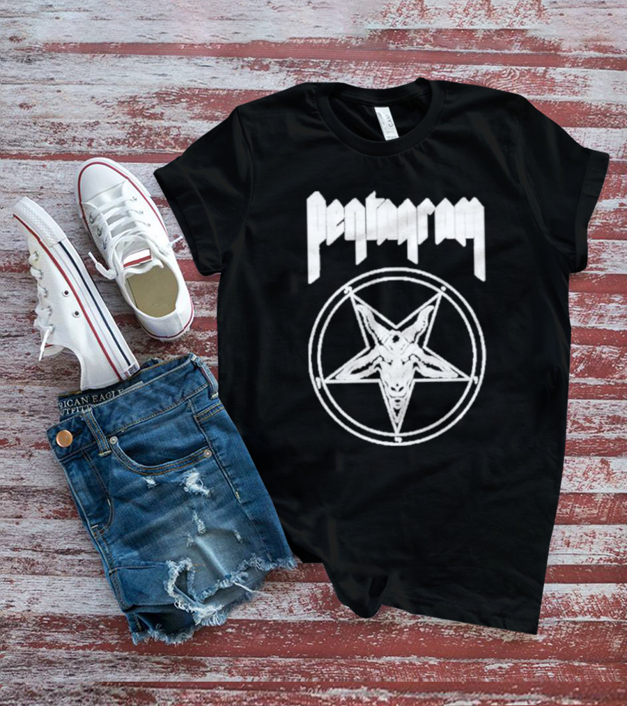Pentagram Goat Head Circle Night Shift T-Shirt