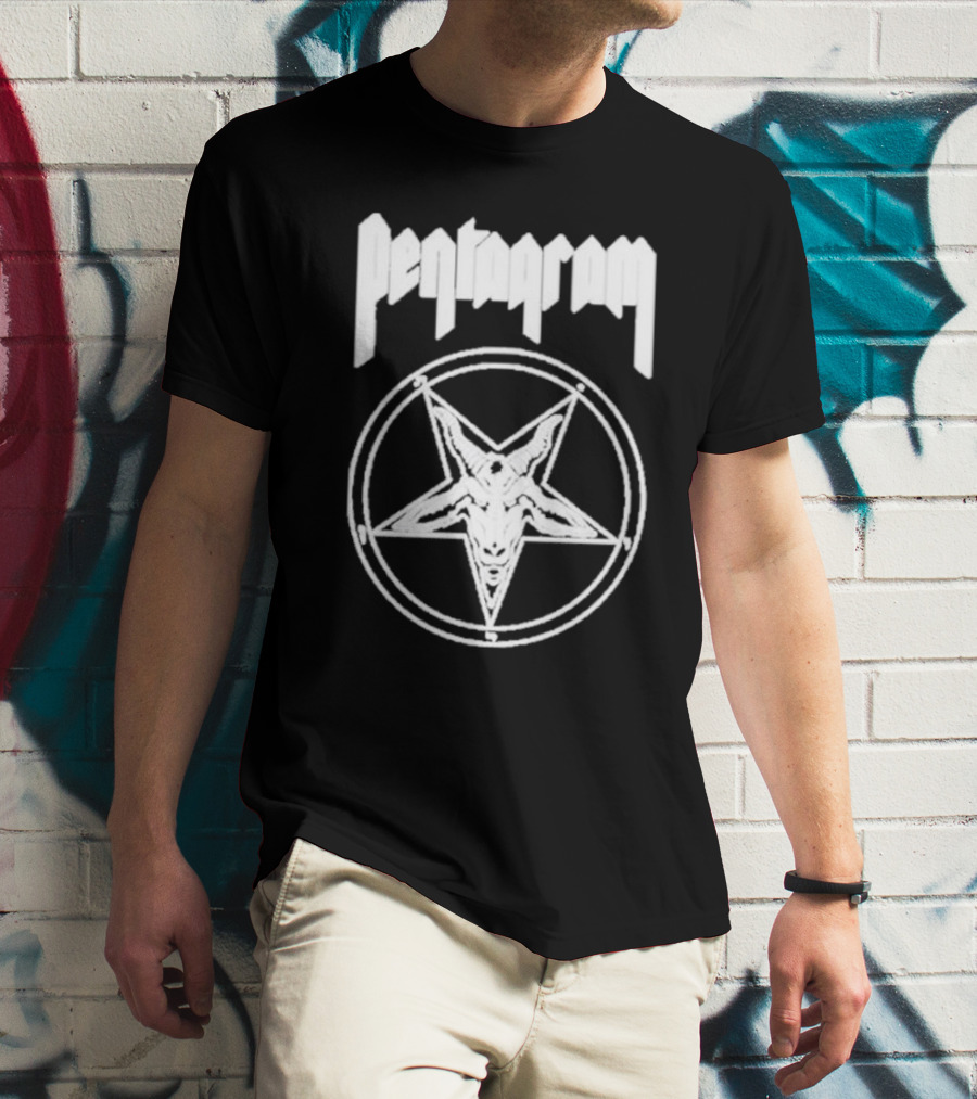 Pentagram Goat Head Circle Night Shift T-Shirt