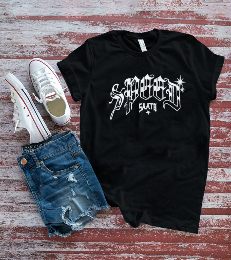Speed Saato Vintage Tattoo Font Starburst T-Shirt