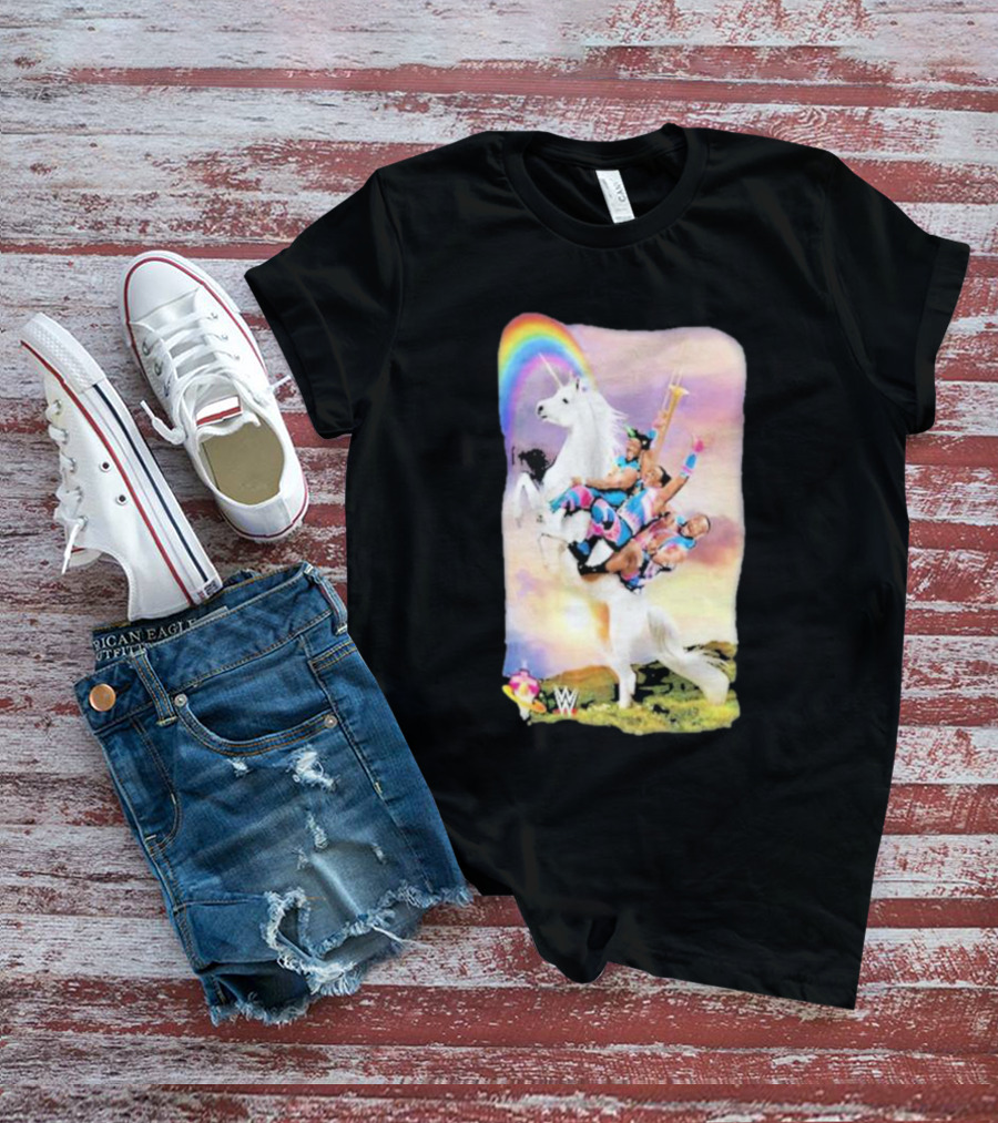 WWE New Day Riding Unicorn With Rainbow Ripple Junction T-Shirt