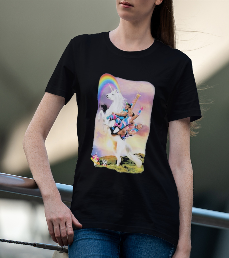 WWE New Day Riding Unicorn With Rainbow Ripple Junction T-Shirt