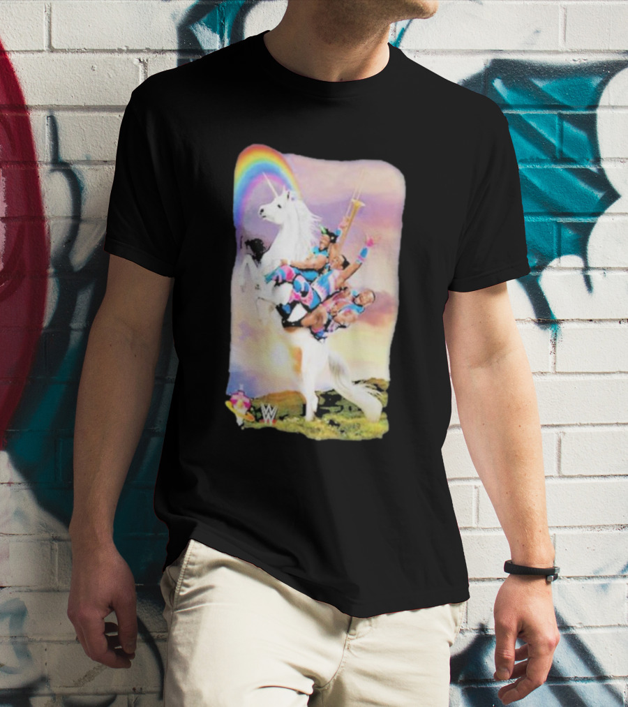 WWE New Day Riding Unicorn With Rainbow Ripple Junction T-Shirt
