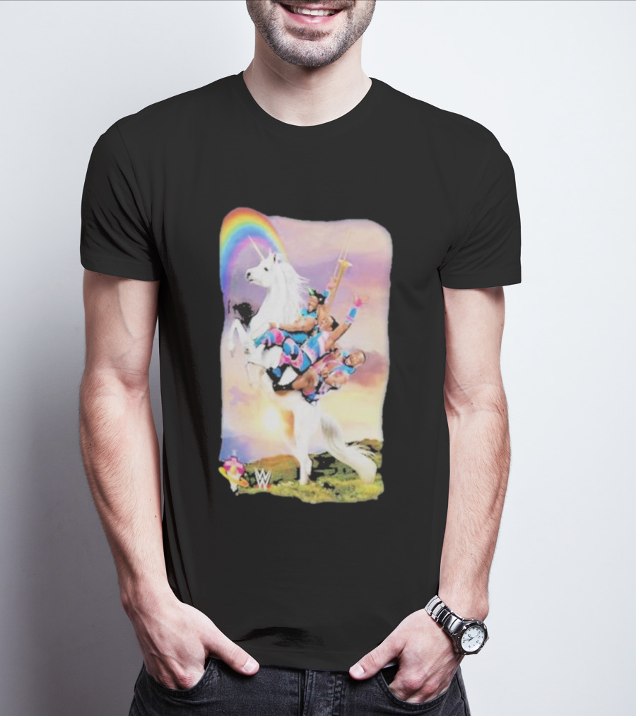 WWE New Day Riding Unicorn With Rainbow Ripple Junction T-Shirt