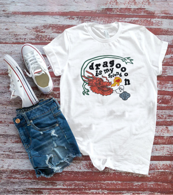 Dragoon Is My Friend Fire Breathing Dragon With Abstract Cloud And Leafy Vine T-Shirt