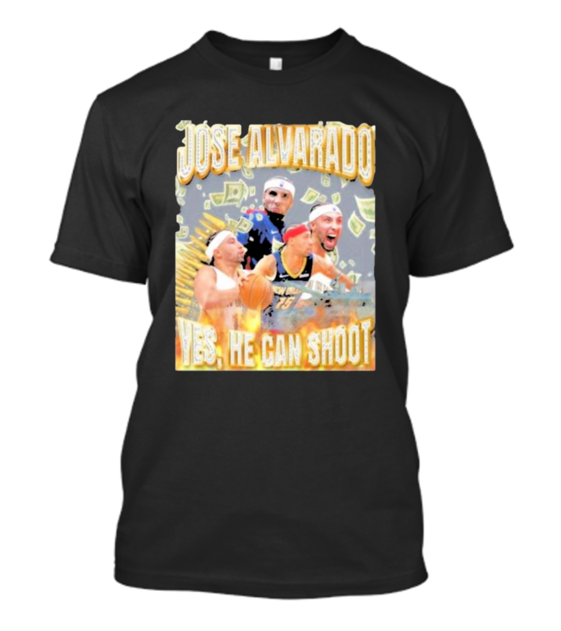Jose Alvarado Yes He Can Shoot Basketball Money Energetic Collage T-Shirt