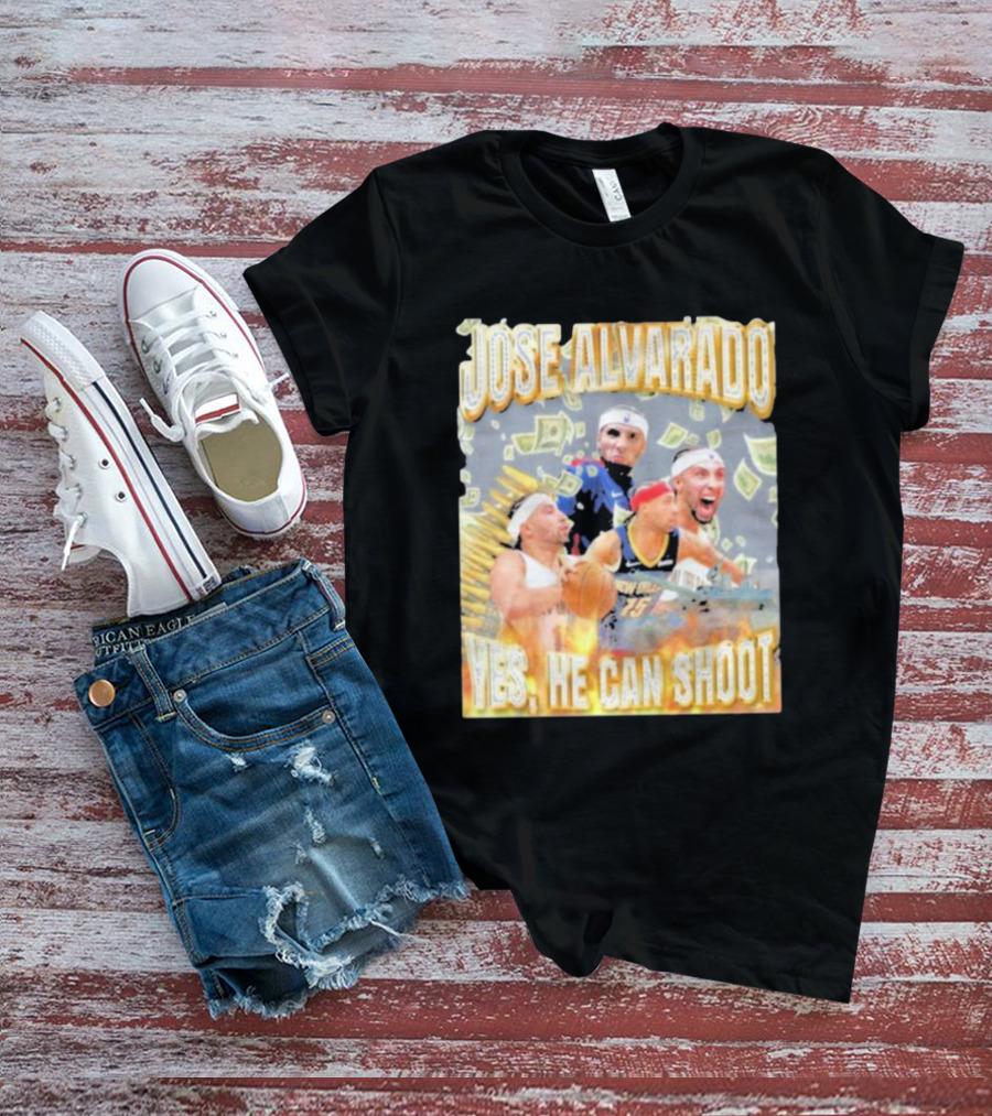 Jose Alvarado Yes He Can Shoot Basketball Money Energetic Collage T-Shirt