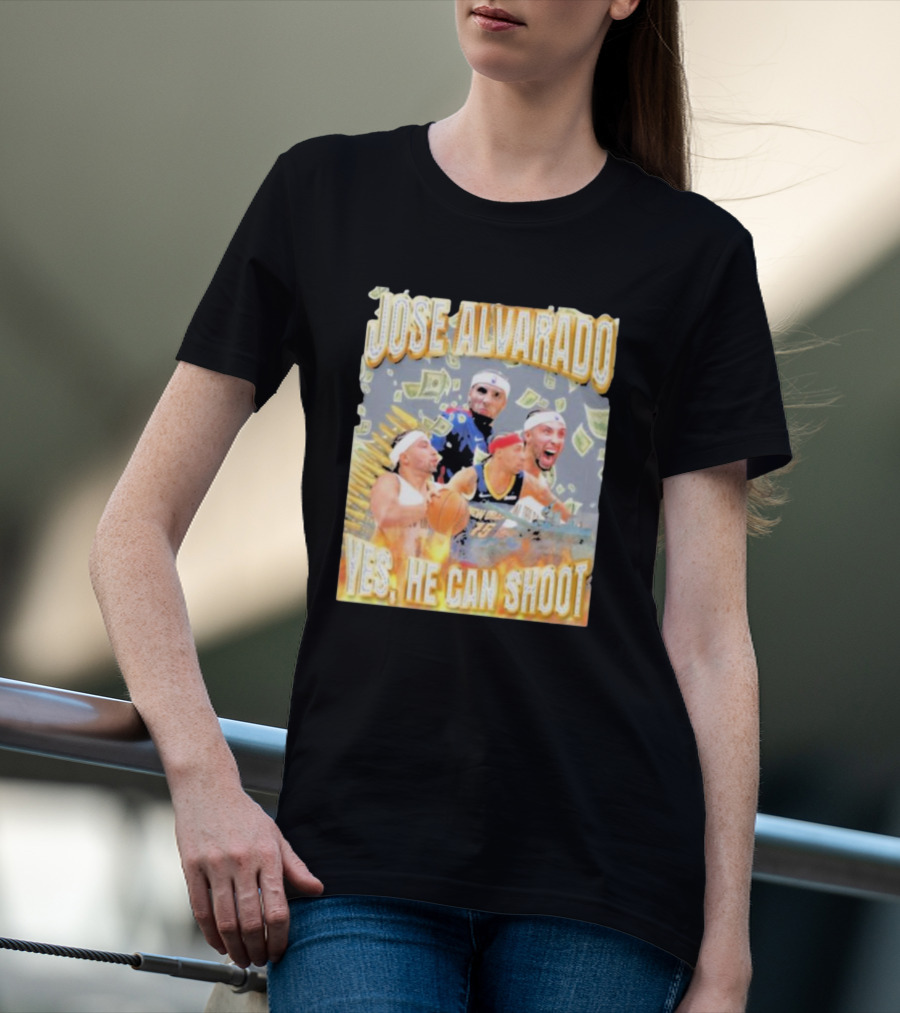 Jose Alvarado Yes He Can Shoot Basketball Money Energetic Collage T-Shirt