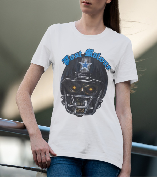 Post Malone Dallas Cowboys Helmet Skeleton With Star T-Shirt