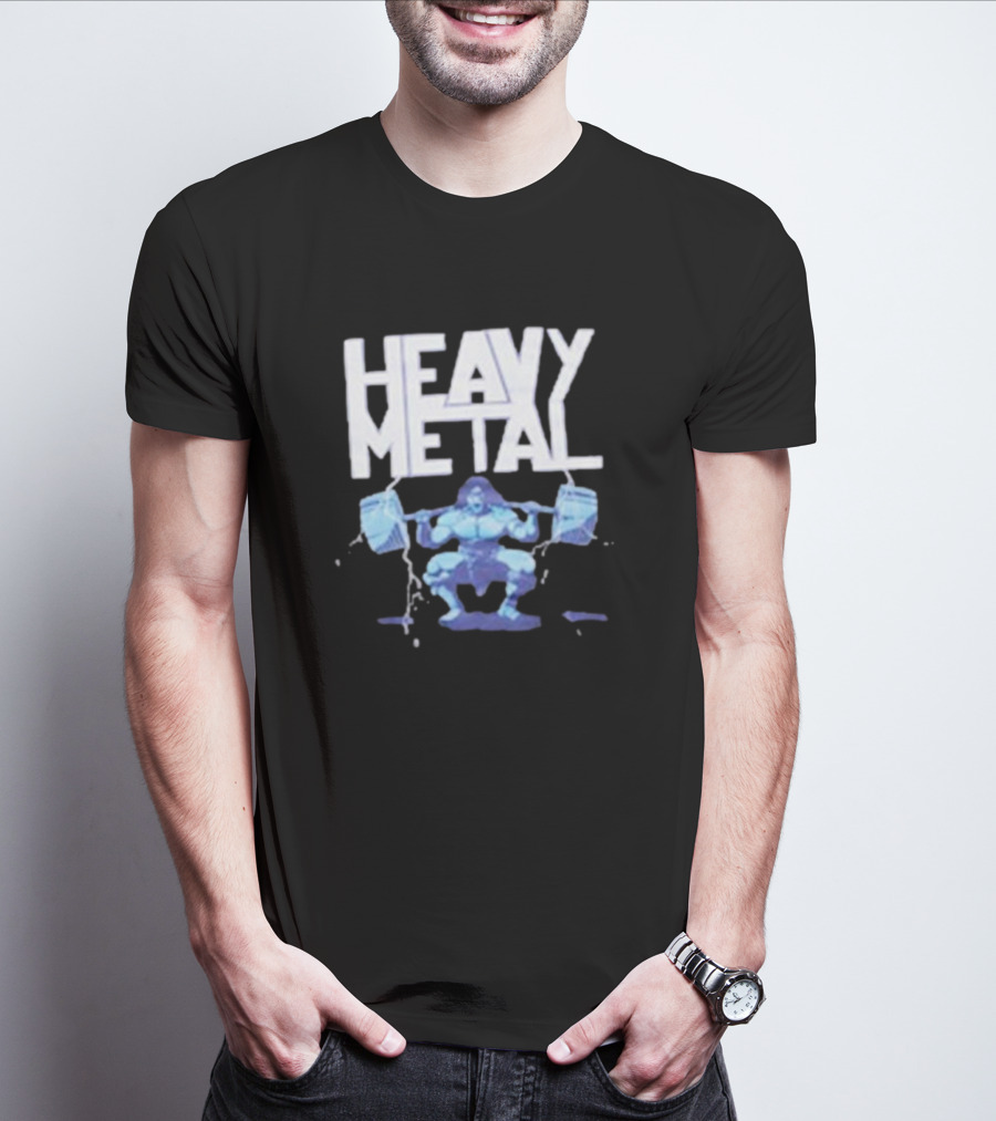 Heavy Metal Oversized Fitness Warrior With Barbells T-Shirt