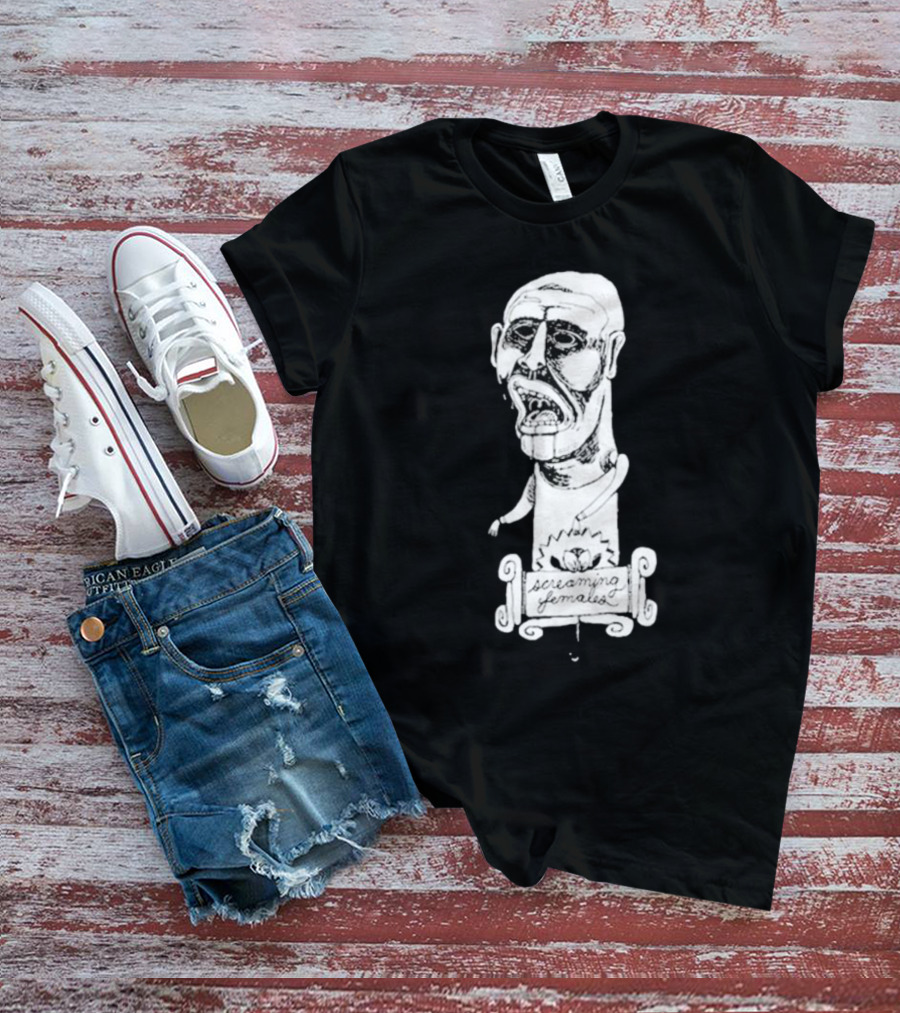 Screaming Females Band Illustration Black And White Head T-Shirt