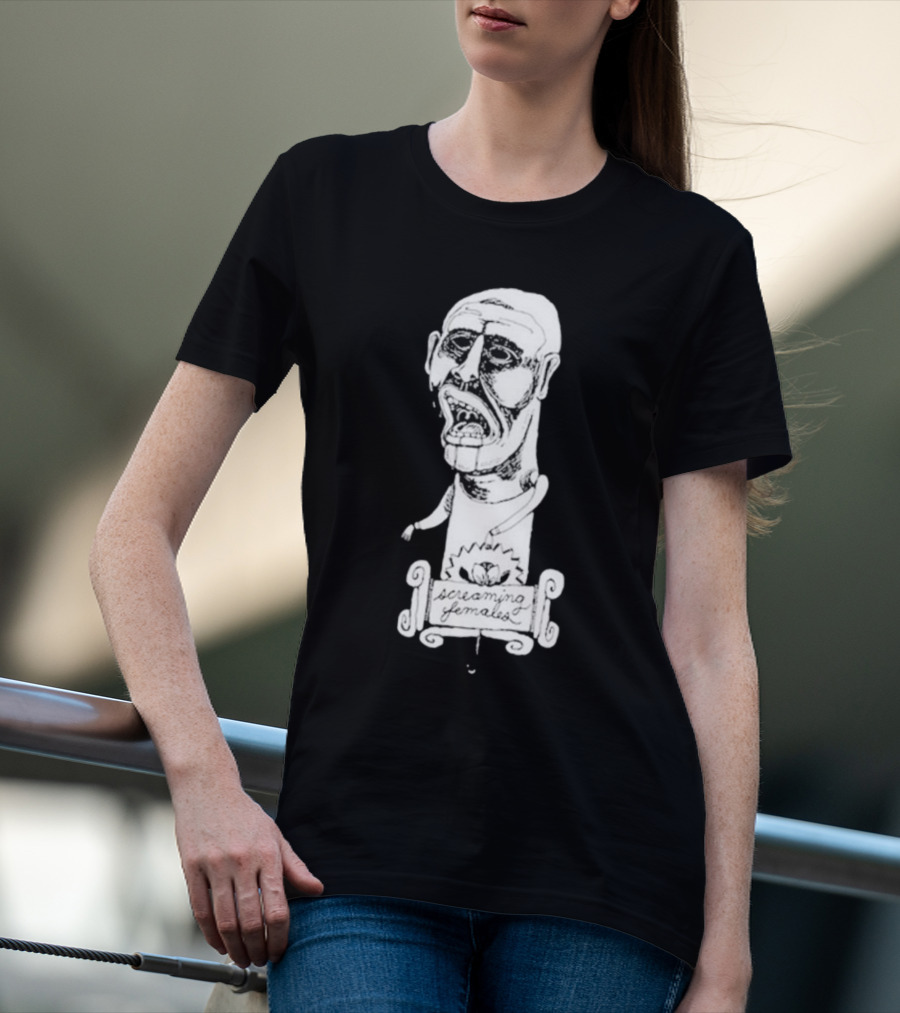 Screaming Females Band Illustration Black And White Head T-Shirt