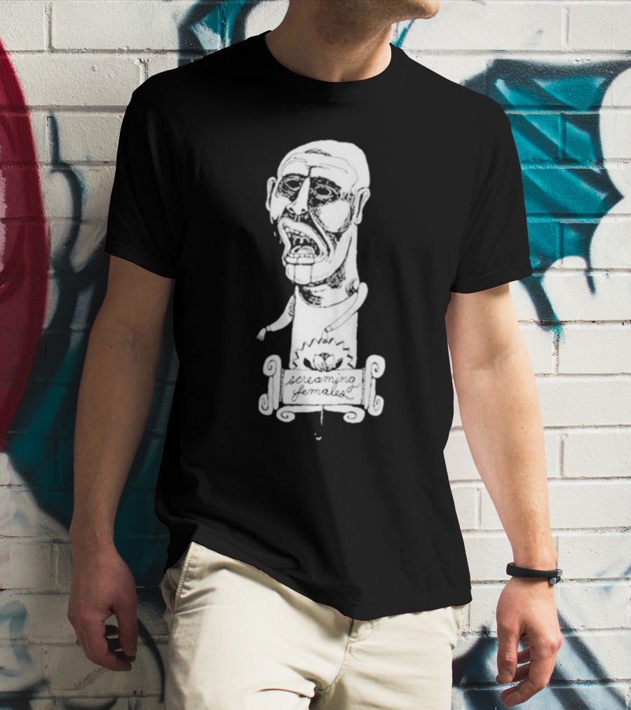 Screaming Females Band Illustration Black And White Head T-Shirt