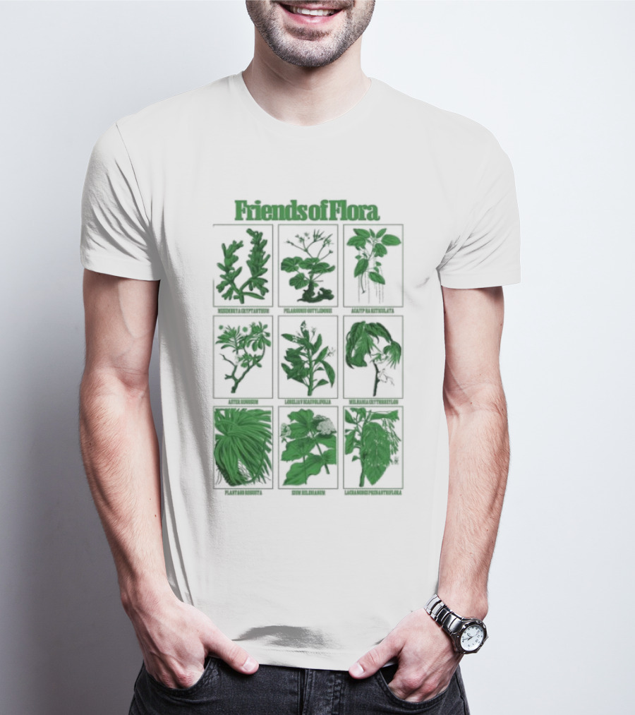 Friends Of Flora Plants Green Botanical Compilation T-Shirt