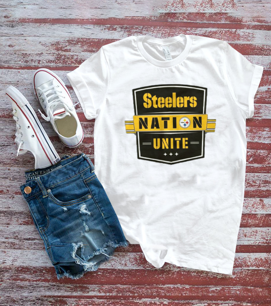 Steelers Nation Unite Emblem With Stars And Iconic Team Colors T-Shirt
