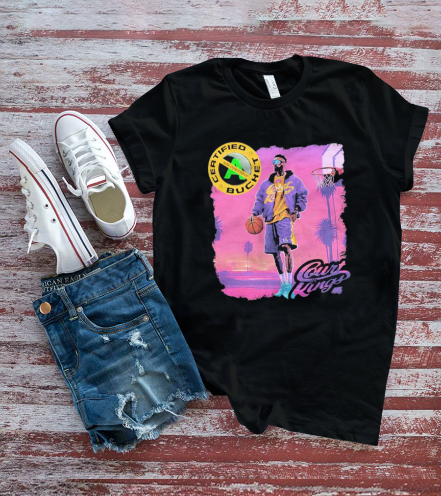 Certified Bucket Court Kings Style Basketball Sunset Scene T-Shirt