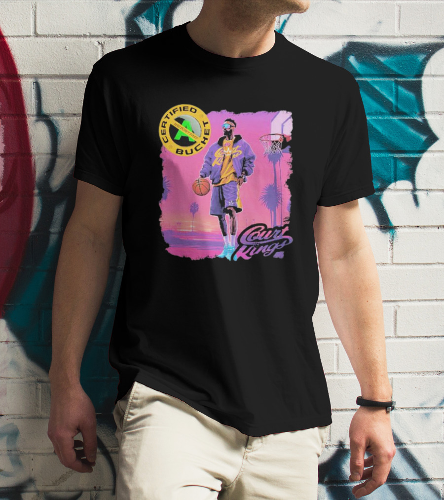 Certified Bucket Court Kings Style Basketball Sunset Scene T-Shirt
