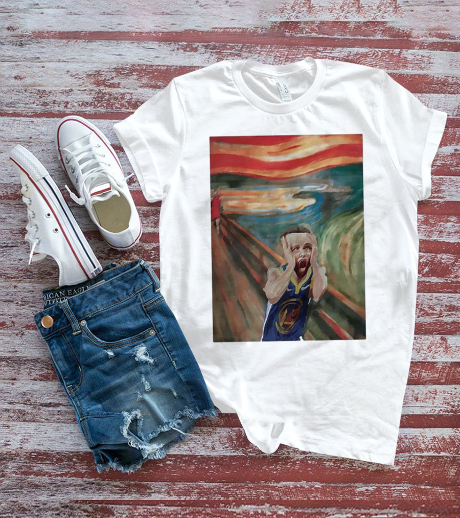 Scream Stephen Curry Warriors Basketball Painting T-Shirt