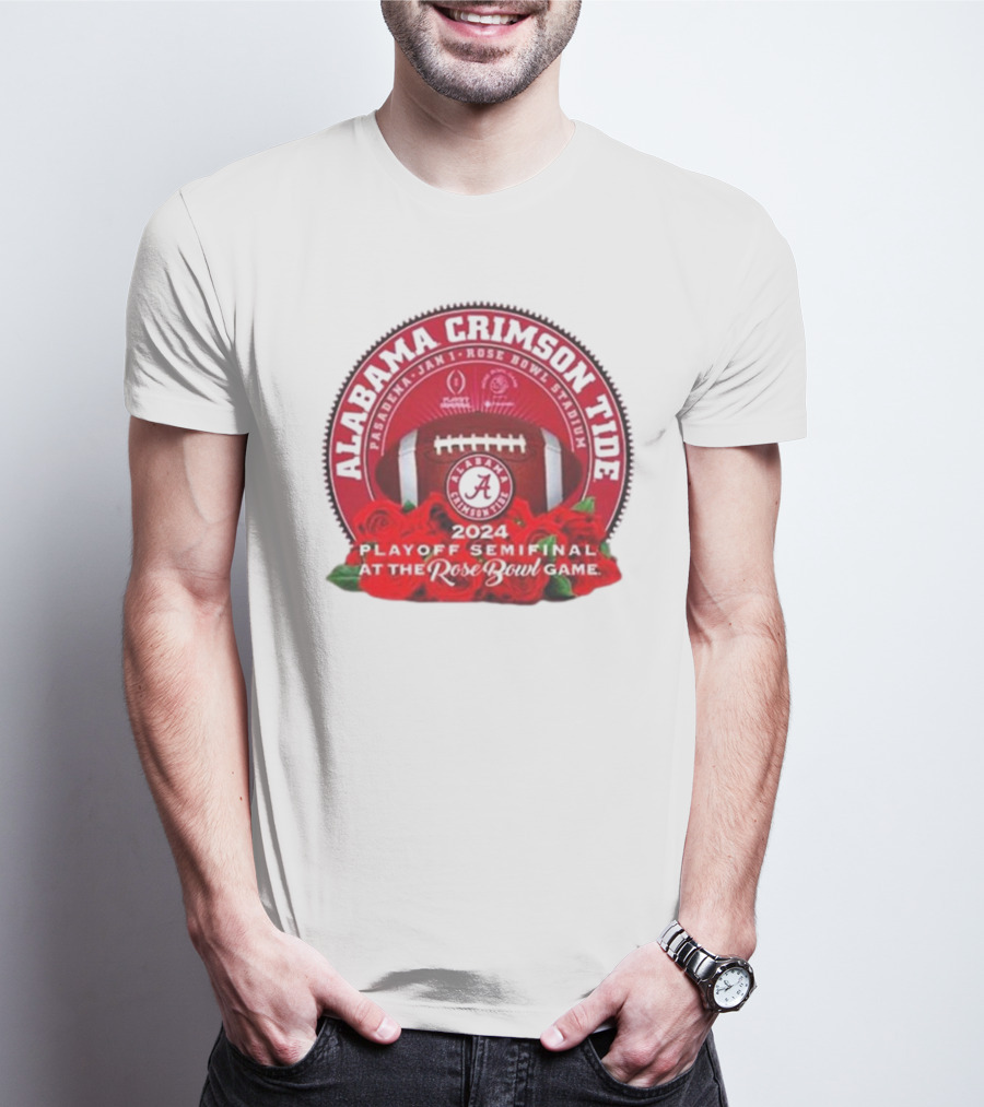 Alabama Crimson Tide 2024 Playoff Semifinal Rose Bowl Stadium Pasadena Jan 1 T-Shirt