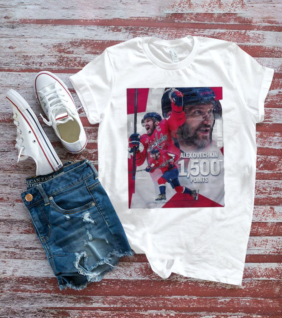 Alex Ovechkin 1500 Points Celebration Washington Capitals Red And White Hockey T-Shirt
