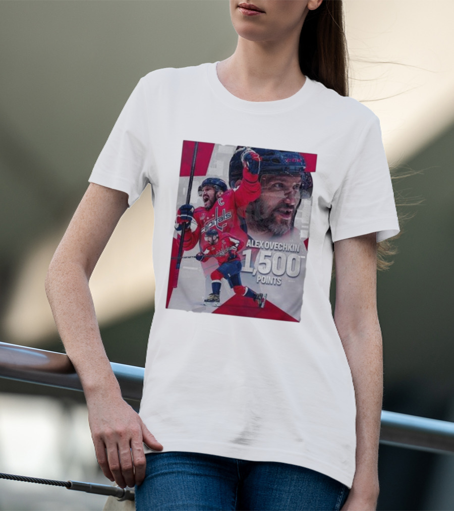 Alex Ovechkin 1500 Points Celebration Washington Capitals Red And White Hockey T-Shirt