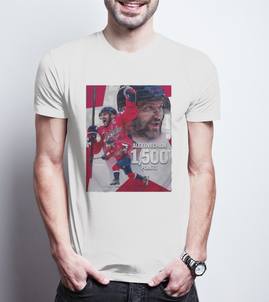 Alex Ovechkin 1500 Points Celebration Washington Capitals Red And White Hockey T-Shirt