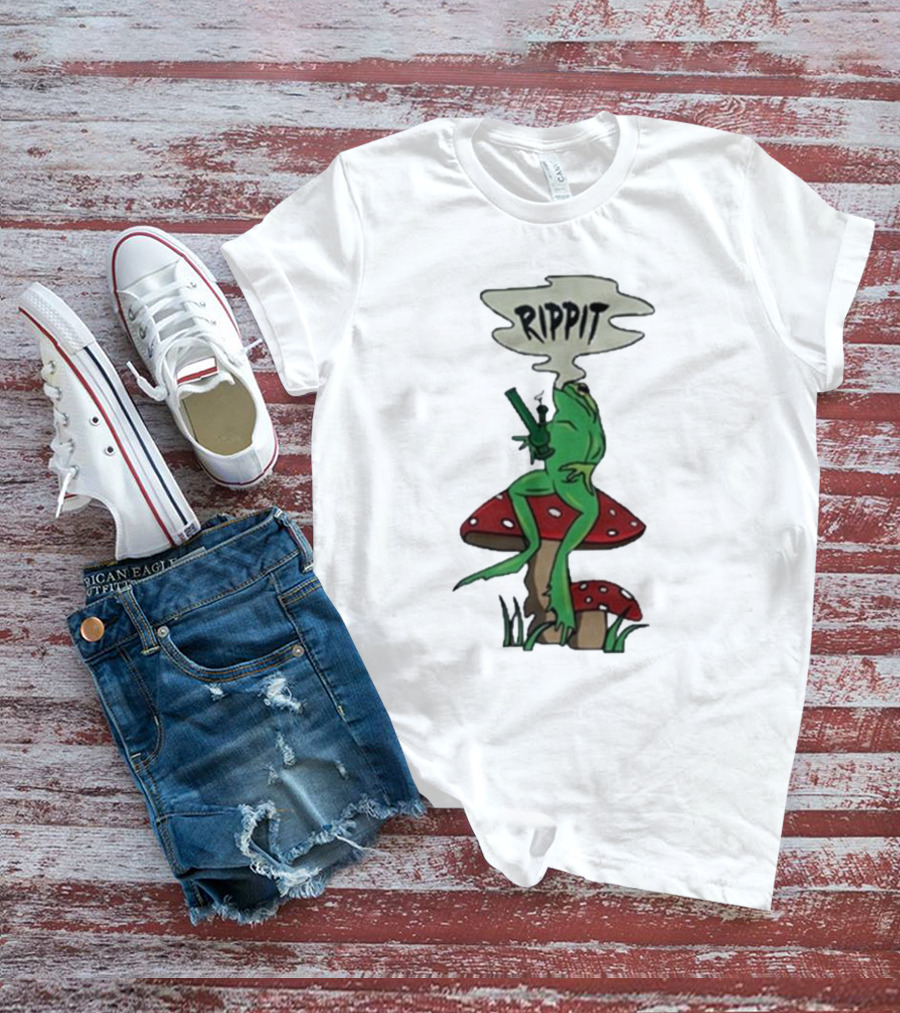 Fourtwenty Rippit Frog Smoking On Mushroom T-Shirt