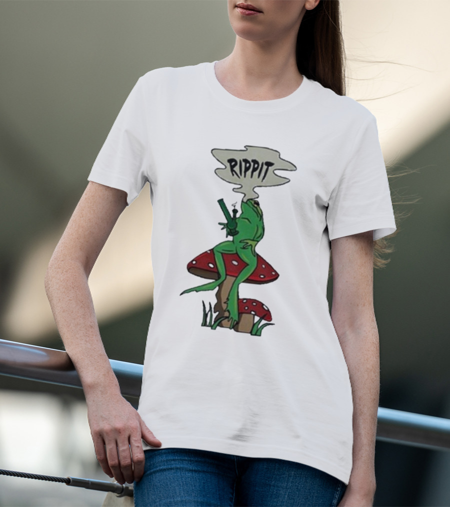 Fourtwenty Rippit Frog Smoking On Mushroom T-Shirt