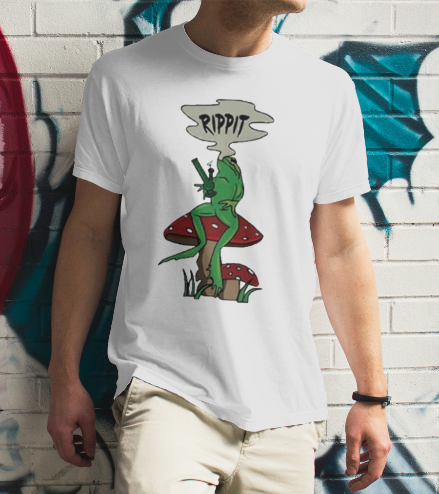 Fourtwenty Rippit Frog Smoking On Mushroom T-Shirt