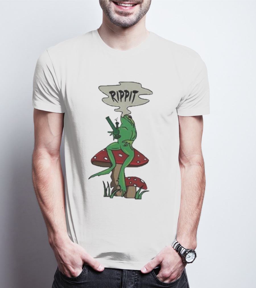 Fourtwenty Rippit Frog Smoking On Mushroom T-Shirt