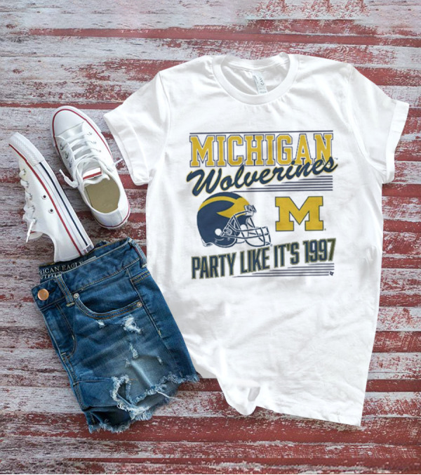 Michigan Wolverines Party Like It’s 1997 Football Helmet M T-Shirt