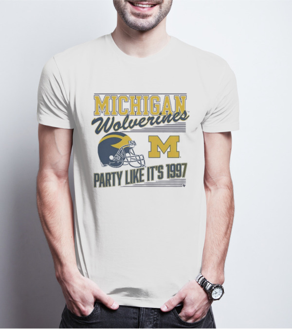 Michigan Wolverines Party Like It’s 1997 Football Helmet M T-Shirt