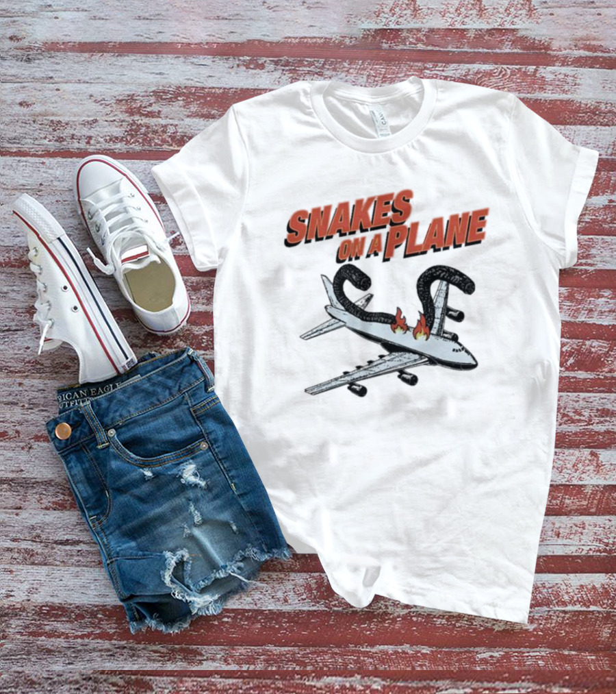 Snakes On A Plane Fire Flames Jet Airliner T-Shirt