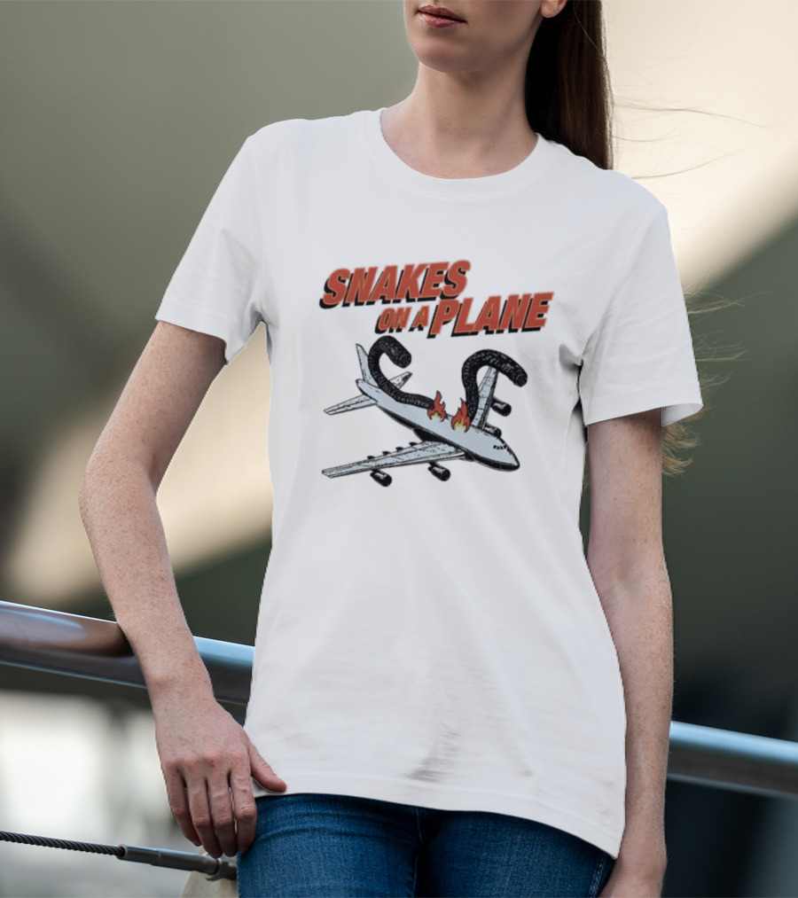 Snakes On A Plane Fire Flames Jet Airliner T-Shirt