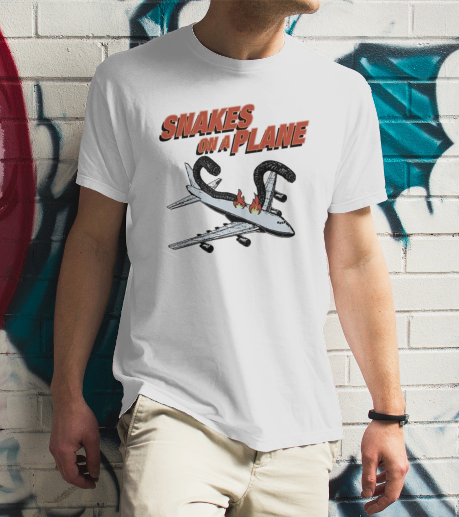 Snakes On A Plane Fire Flames Jet Airliner T-Shirt